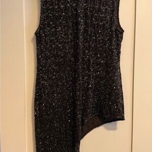 Zara NWT Chocolate Brown Sequin Asymmetrical Top size S